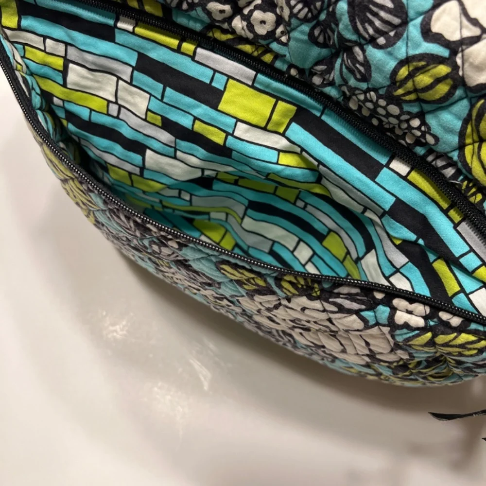 Vera Bradley Island Floral Messenger Bag Crossbody Shoulder Tote Teal/Wh…